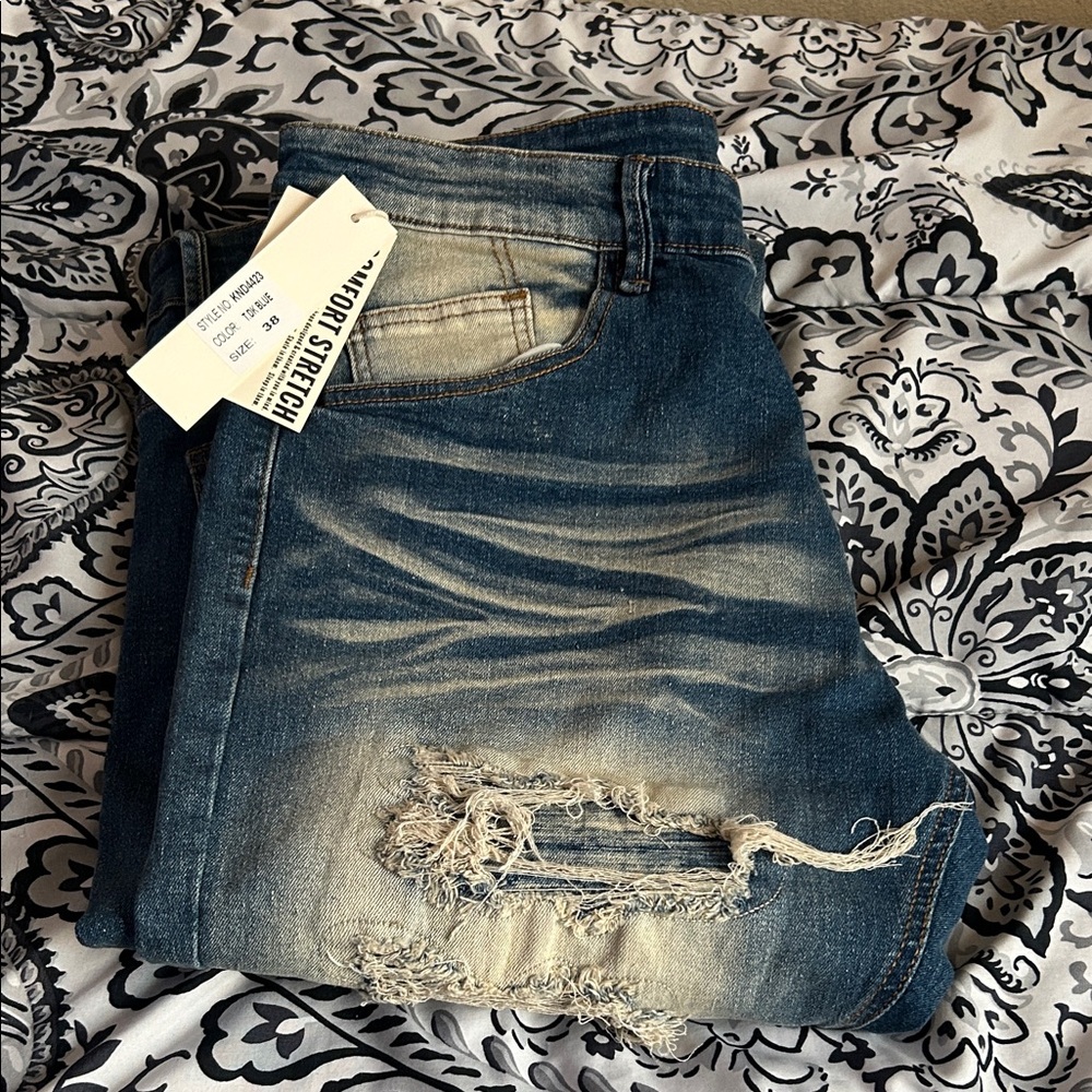 Men KDNK Distressed Blue Denim Jeans